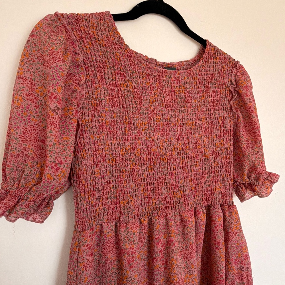 Wild Fable Pink and Orange Smocked Dress
